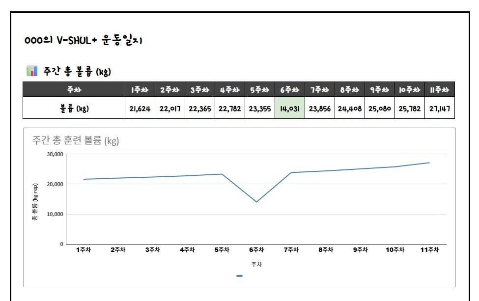 주차별 총 볼륨 그래프